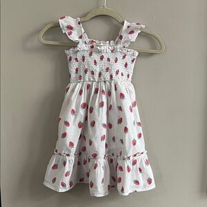 Crewcuts White Strawberry Smocked Ruffle-Sleeve Dress size 5